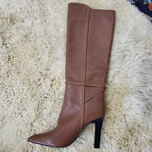 New Reiss Caitlin Leather Knee High Boots in Tan size 39 - Picture 3 of 14